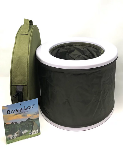 Transportabelt pop-up Campingtoilet med pose til bil eller autocamper. CarpLife  Bivvy Loo. Udstyr til din #campervan #minicamper #carcamper #berlingocamper #caddycamper. 